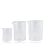 Стеклянные стаканы с носиком (в наборе 3 шт по 10мл, 25мл, 50мл) (LOT DE 3 BÉCHERS GRADUÉS EN VERRE 10 ML , 25 ML, 50 ML)